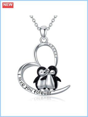 925 Sterling Silver Penguin Pendant Necklace for Women Cute Animal Jewelry Gift